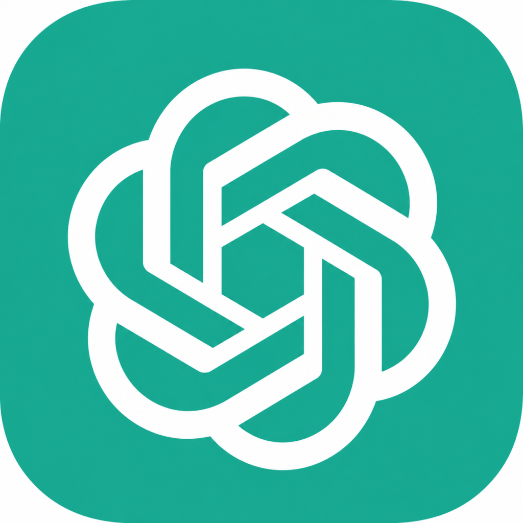 ChatGPT logo representing OpenAI's artificial intelligence assistant for content creation, automation, coding, and productivity.