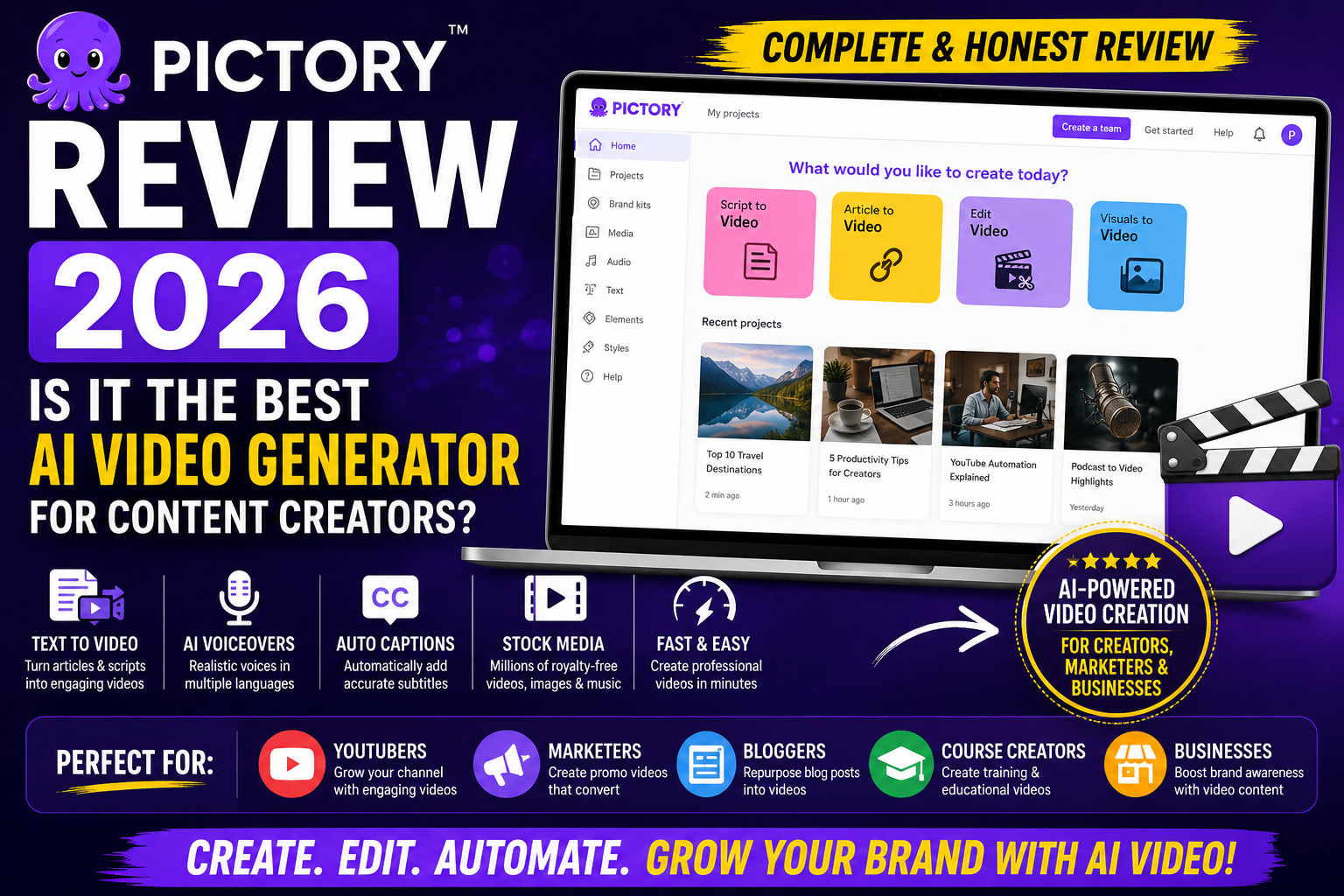 Pictory AI Video Generator Review 2026 for Content Creators.